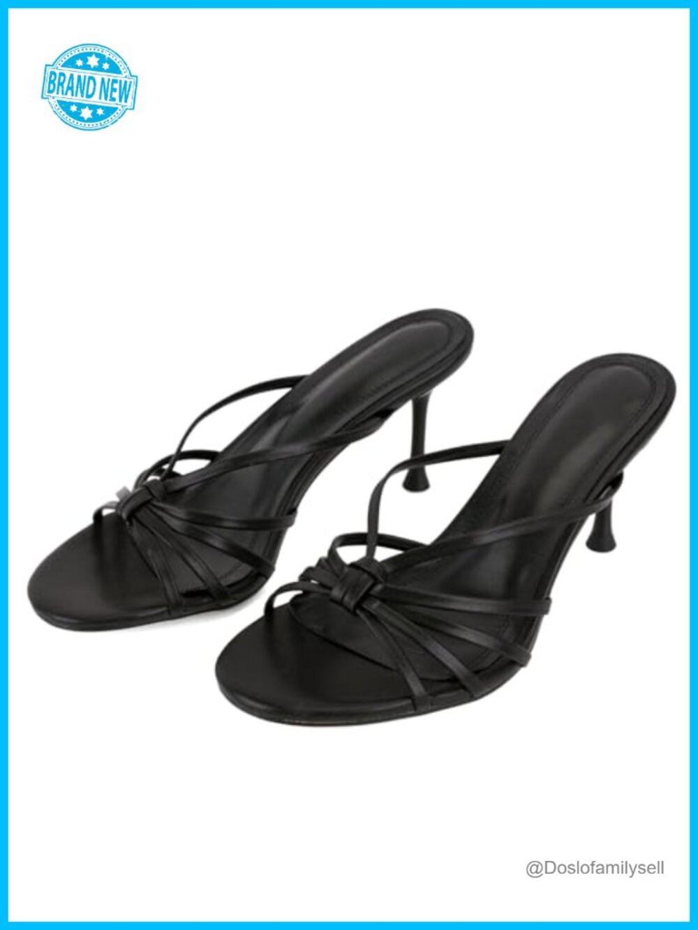 Women's Strappy Mule Heels Open Toe Slip On High Heel Sandals